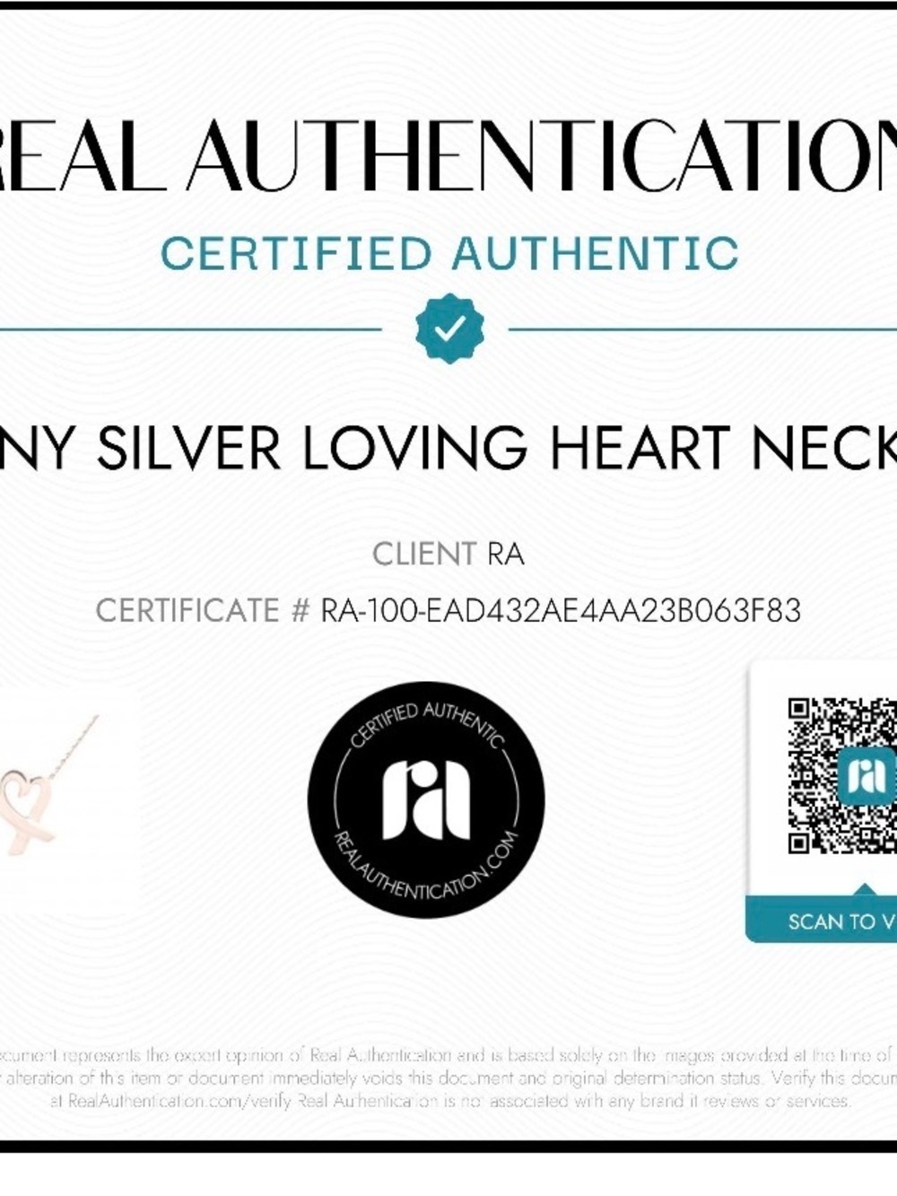 Tiffany & Co. Women’s 925 Loving Heart Silver Pendant Necklace - Picture 7 of 7